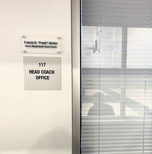 JU Basketball Facility office signs